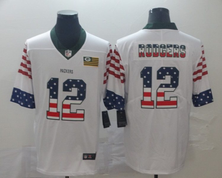 Men's Green Bay Packers Aaron Rodgers #12 White Jersey