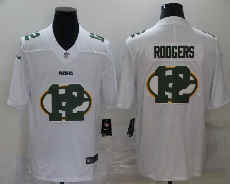 Men's Green Bay Packers Aaron Rodgers #12 White Jersey