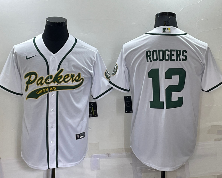 Men's Green Bay Packers Aaron Rodgers #12 White Legend Jersey Joint Edition