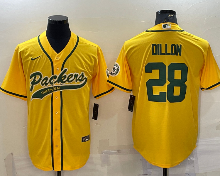 Men's Green Bay Packers AJ Dillon #28 Gold Inverted Team Jersey Joint Edition