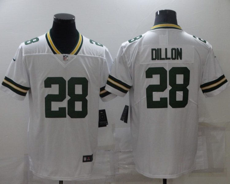 Men's Green Bay Packers AJ Dillon #28 White Jersey