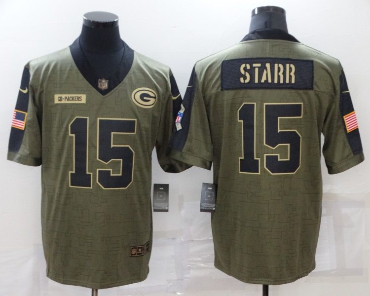 Men's Green Bay Packers Bart Starr #15 Brown Jersey