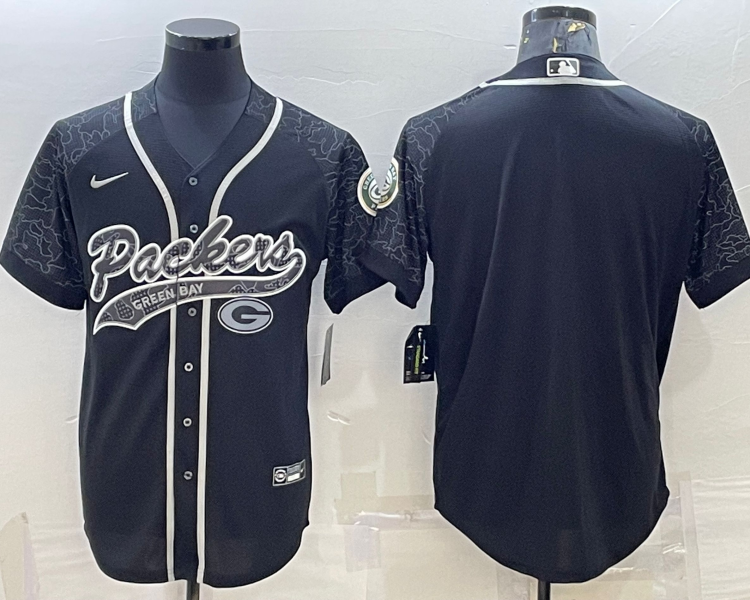 Men's Green Bay Packers Black Retired RFLCTV Limited Blank Jersey