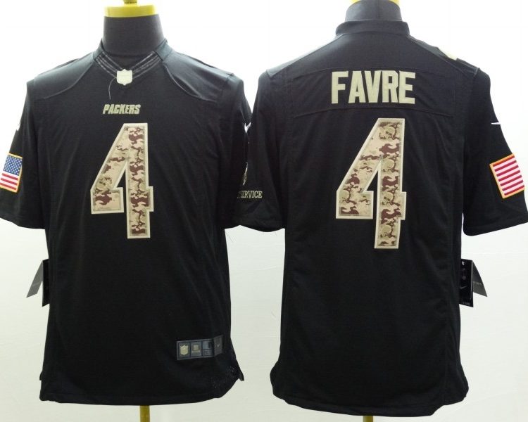 Men's Green Bay Packers Brett Favre #4 Black Jersey