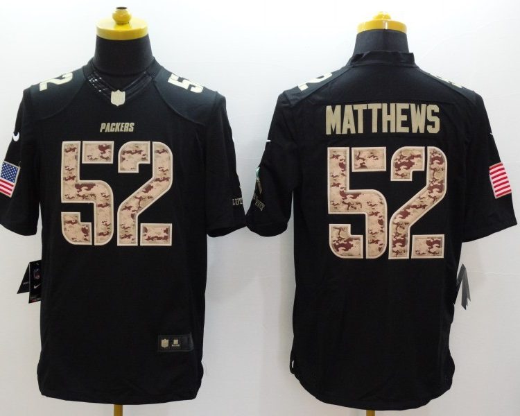 Men's Green Bay Packers Clay Matthews #52 Black Jersey