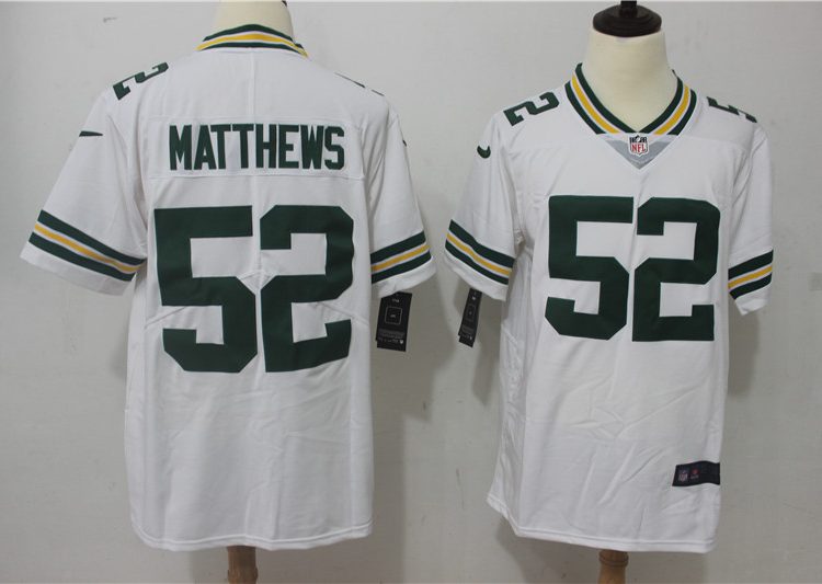 Men's Green Bay Packers Clay Matthews #52 White Jersey