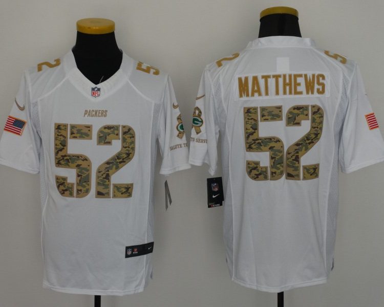 Men's Green Bay Packers Clay Matthews #52 White Jersey
