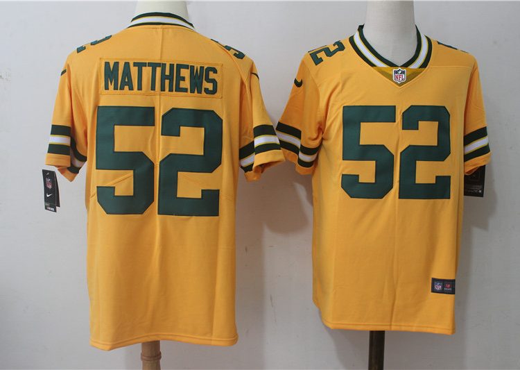 Men's Green Bay Packers Clay Matthews #52 Yellow Inverted Legend Jersey