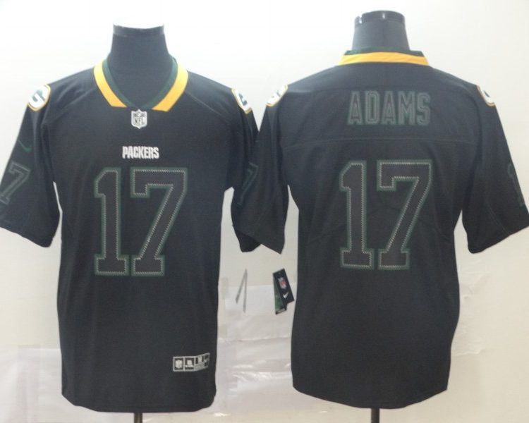 Men's Green Bay Packers Davante Adams #17 Black Authentic Jersey