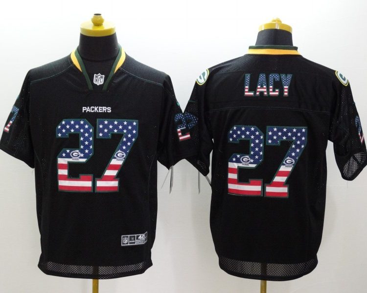 Men's Green Bay Packers Eddie Lacy #27 Black Jersey