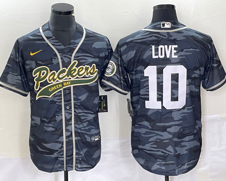 Men's Green Bay Packers Jordan Love #10 Grey Camouflage Jersey Joint Edition