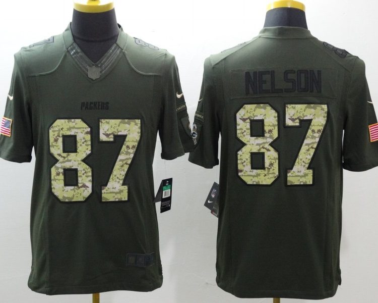 Men's Green Bay Packers Jordy Nelson #87 Army Green Jersey