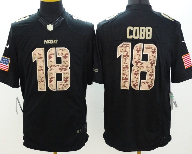 Men's Green Bay Packers Randall Cobb #18 Black Jersey