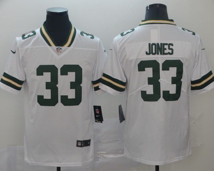 Men's Green Bay Packers Aaron Jones #33 White Jersey