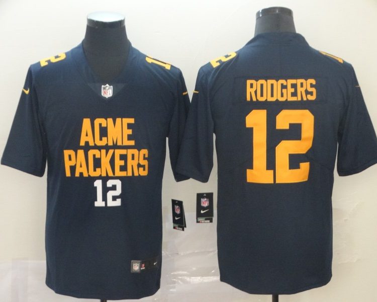 Men's Green Bay Packers Aaron Rodgers #12 Navy City Edition Jersey