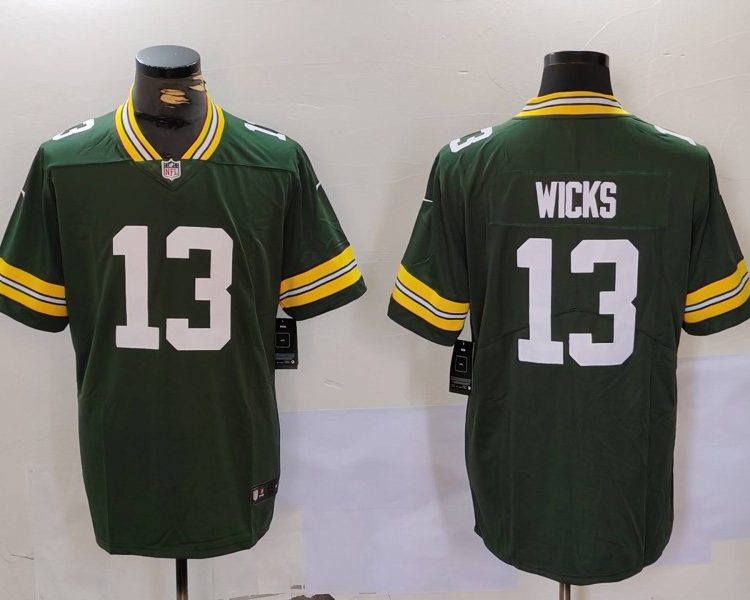 Men's Green Bay Packers Dontayvion Wicks #13 Green Jersey