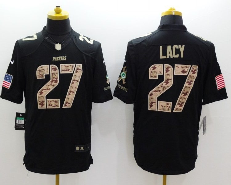 Men's Green Bay Packers Eddie Lacy #27 Black Jersey