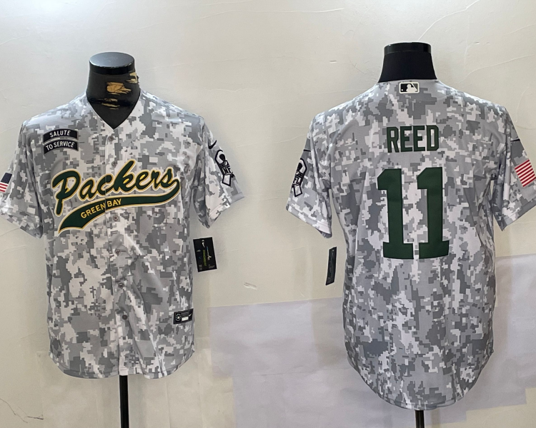 Men's Green Bay Packers Jayden Reed #11 Arctic Camo Salute to Service Limited Jersey