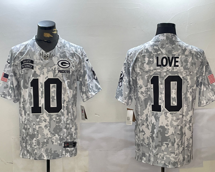 Men's Green Bay Packers Jordan Love #10 Arctic Camo 2024 Salute to Service Limited Jersey