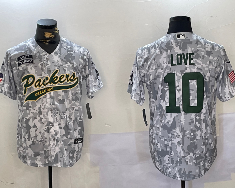 Men's Green Bay Packers Jordan Love #10 Arctic Camo Salute to Service Limited Jersey