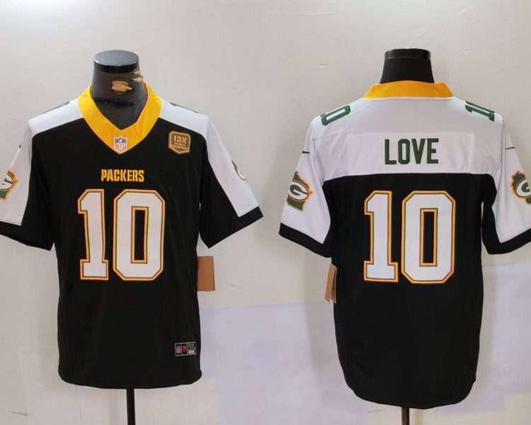 Men's Green Bay Packers Jordan Love #10 Black Jersey