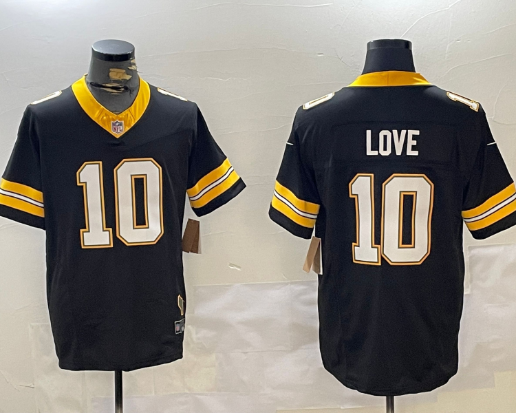 Men's Green Bay Packers Jordan Love #10 Black Jersey