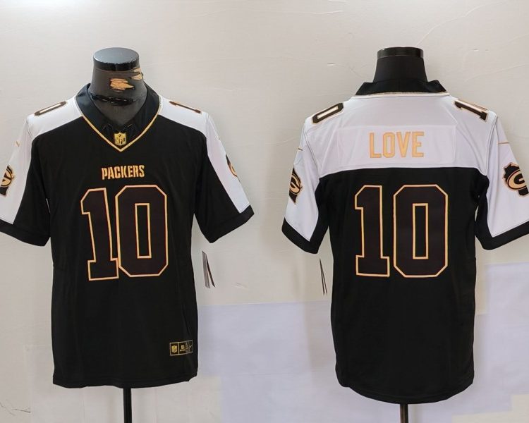 Men's Green Bay Packers Jordan Love #10 Black Jersey