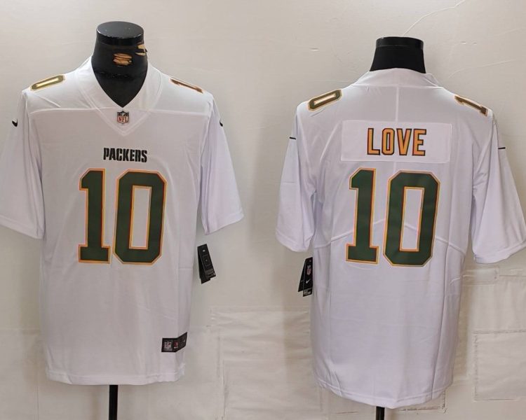 Men's Green Bay Packers Jordan Love #10 White Jersey