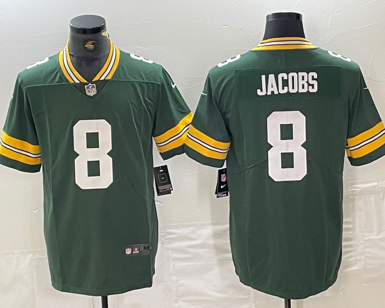 Men's Green Bay Packers Josh Jacobs #8 Green Jersey