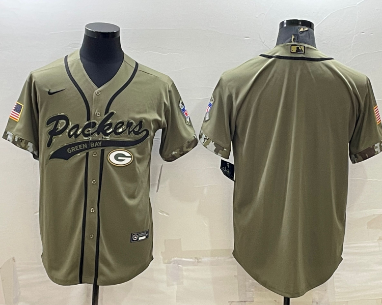 Men's Green Bay Packers Olive 2022 Salute To Service Limited Blank Jersey