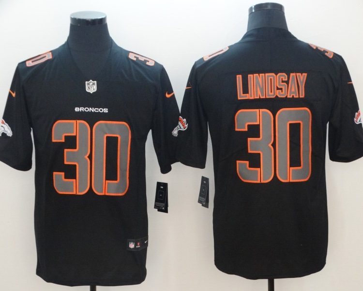 Men's Denver Broncos #30 Phillip Lindsay Black Jersey