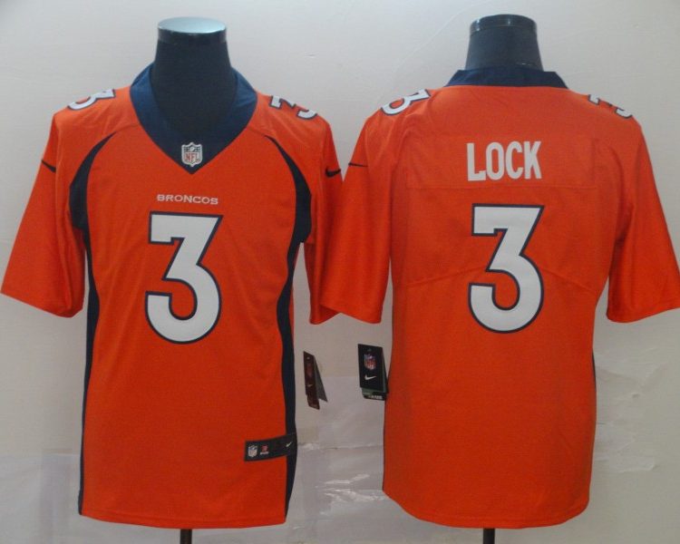 Men's Denver Broncos Drew Lock #3 Orange Jersey