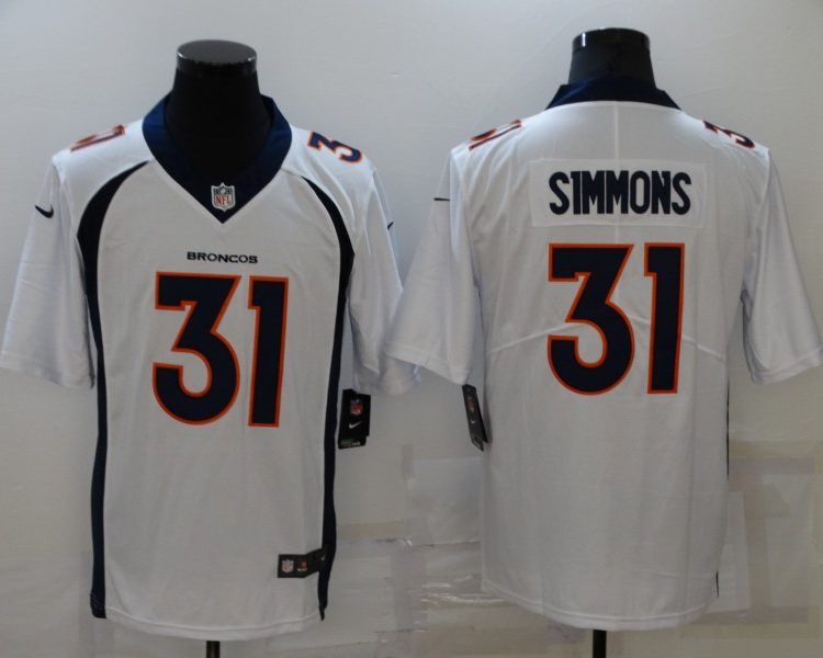 Men's Denver Broncos Justin Simmons #31 White Jersey