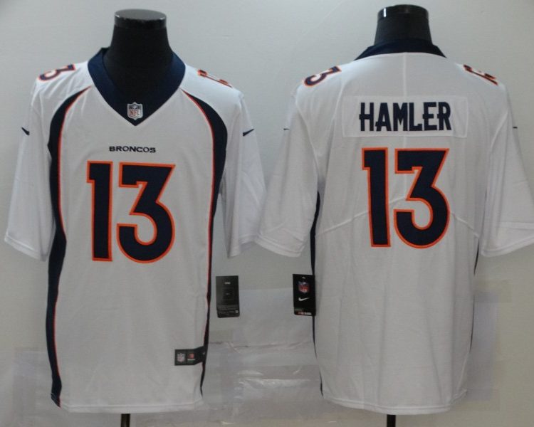 Men's Denver Broncos KJ Hamler #13 White Jersey