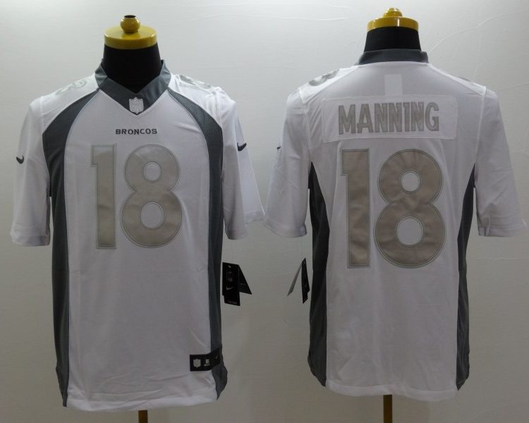 Men's Denver Broncos Peyton Manning #18 White Jersey