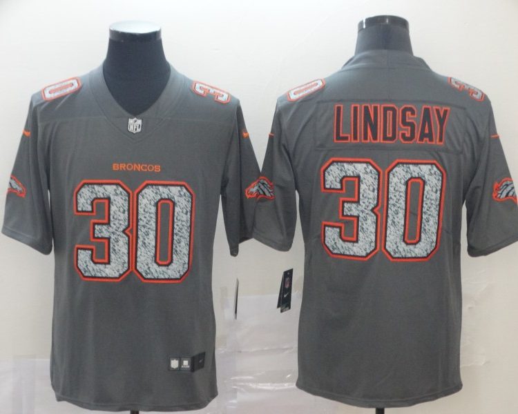 Men's Denver Broncos Phillip Lindsay #30 Gray Jersey