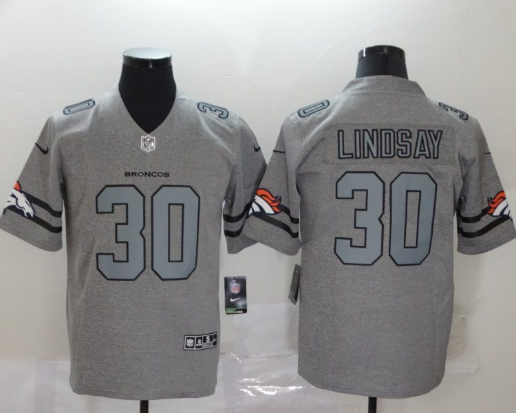 Men's Denver Broncos Phillip Lindsay #30 Gray Jersey