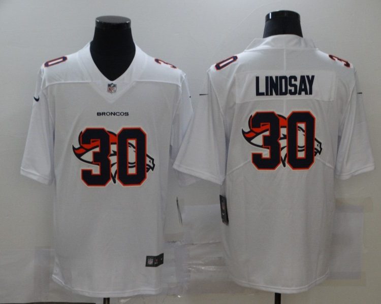 Men's Denver Broncos Phillip Lindsay #30 White Jersey