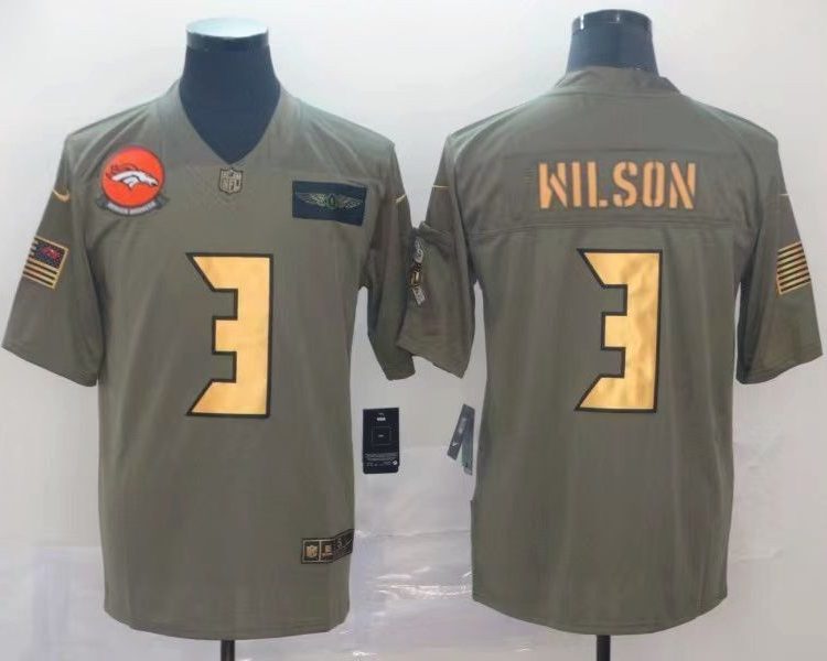 Men's Denver Broncos Russell Wilson #3 Brown Jersey