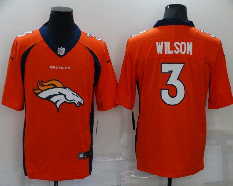 Men's Denver Broncos Russell Wilson #3 Orange Jersey