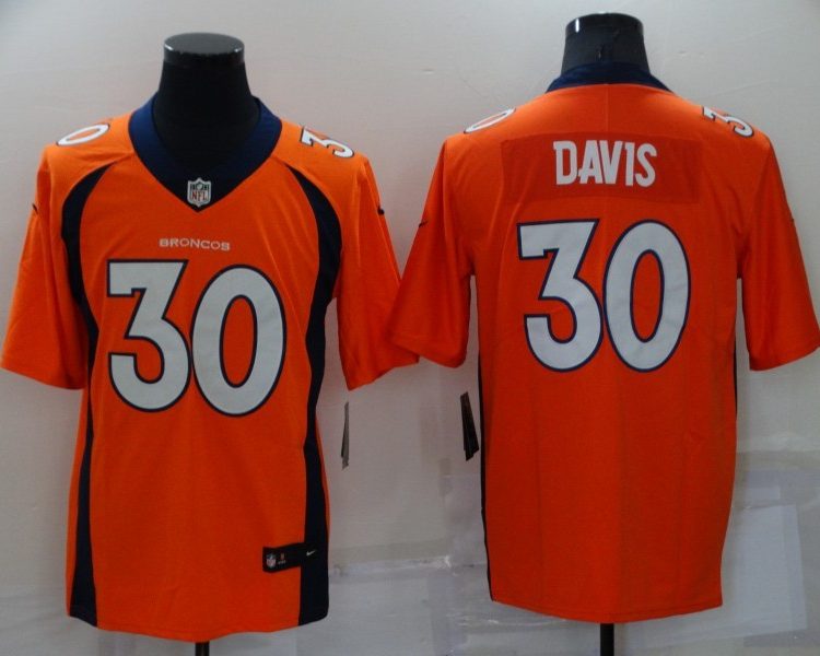 Men's Denver Broncos Terrell Davis #30 Orange Retired Jersey