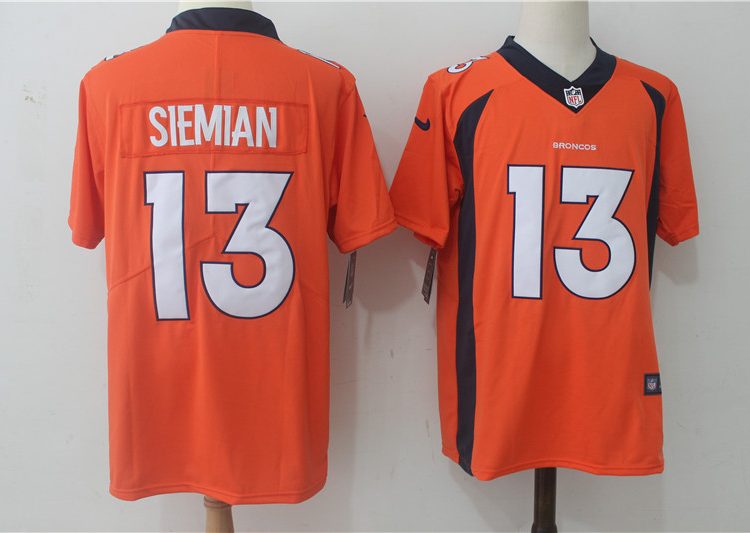 Men's Denver Broncos Trevor Siemian #13 Orange Jersey