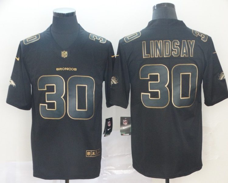 Men's Denver Broncos #30 Phillip Lindsay Black Jersey