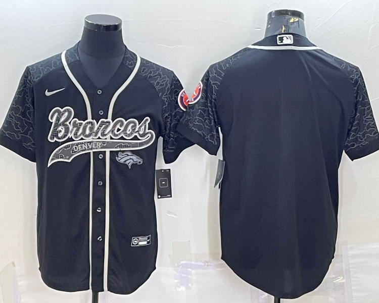 Men's Denver Broncos Black RFLCTV Limited Blank Jersey