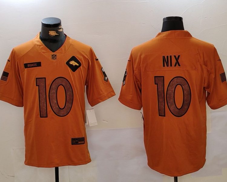 Men's Denver Broncos Bo Nix #10 Brown 2023 Salute To Service Limited Jersey