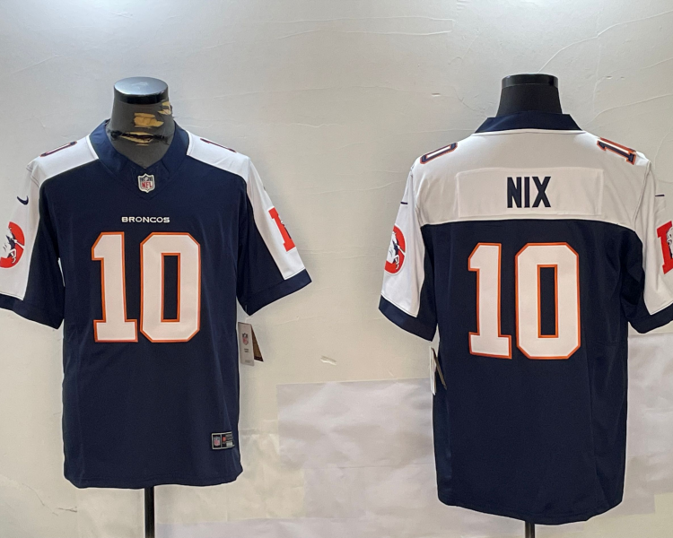Men's Denver Broncos Bo Nix #10 Navy Alternate Jersey