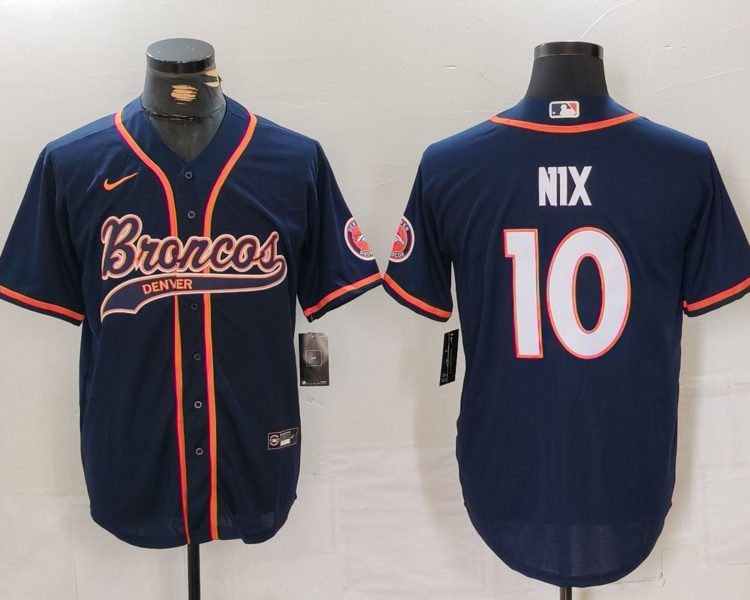 Men's Denver Broncos Bo Nix #10 Navy Jersey