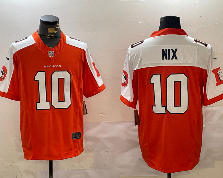 Men's Denver Broncos Bo Nix #10 Orange Jersey