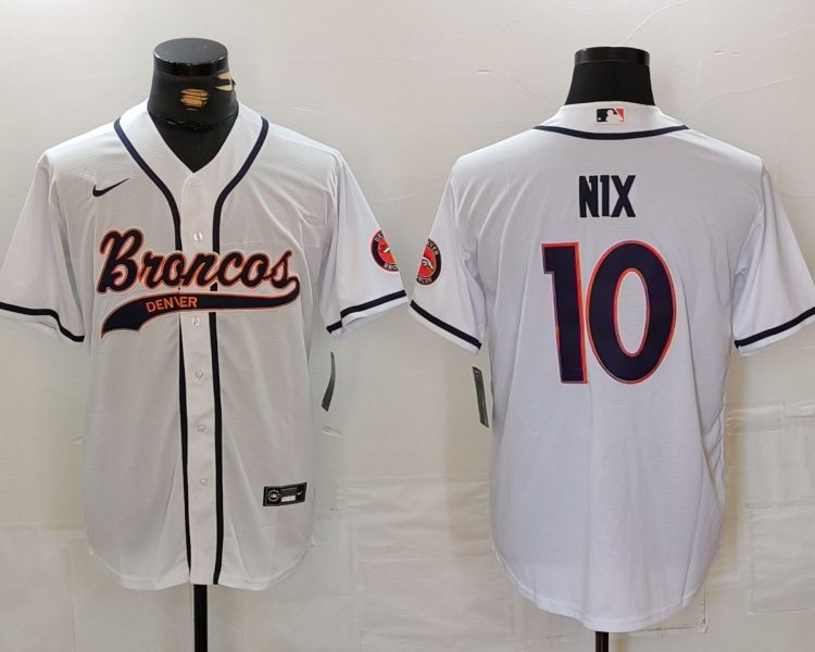 Men's Denver Broncos Bo Nix #10 White Jersey