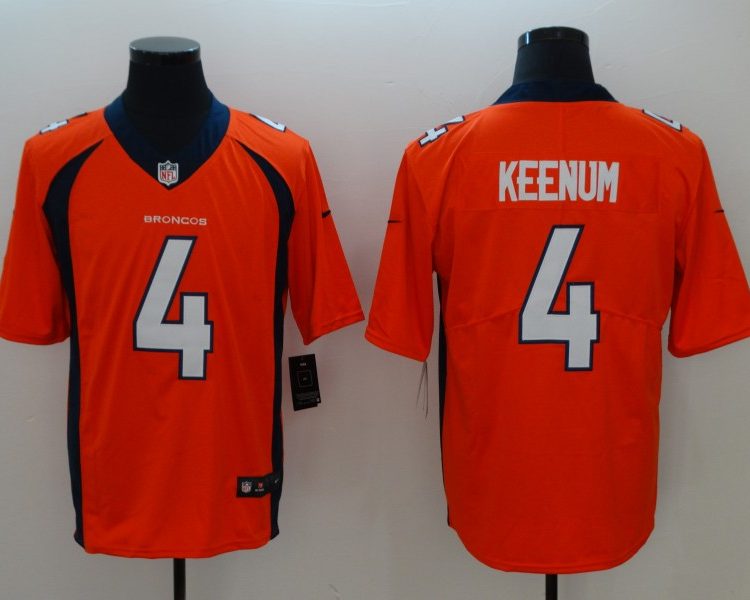 Men's Denver Broncos Case Keenum #4 Orange Jersey